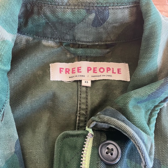 Free People Green Camouflage military embellished jacket - Picture 2 of 4